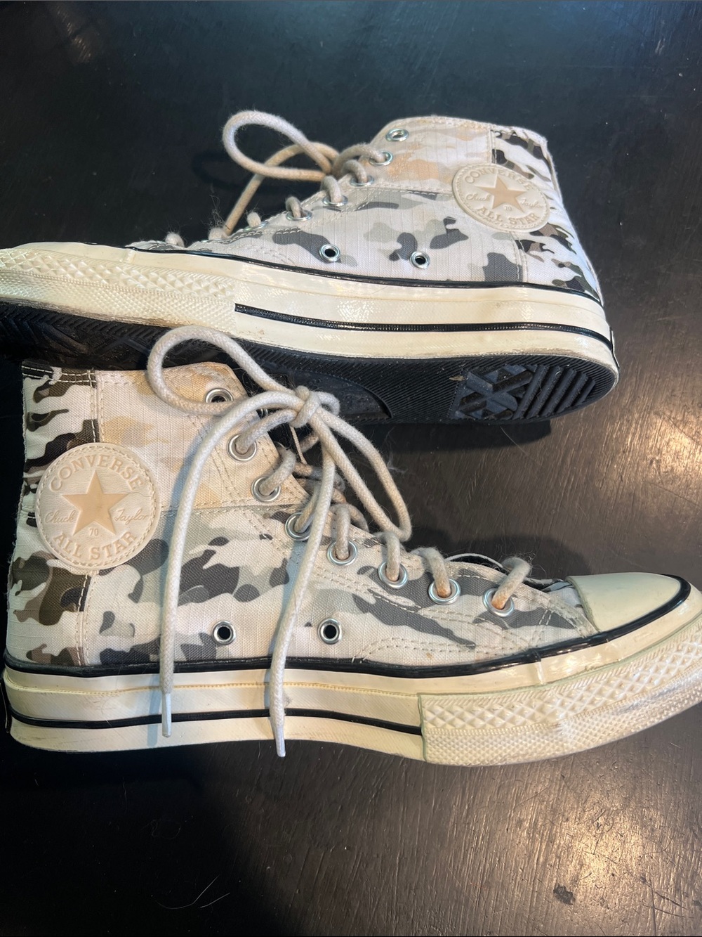 Converse Chuck Taylor Unisex High-Top Sneakers - White, Gray, Black Camo